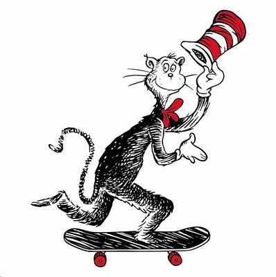 cat in the Hat on Skateboard Sticker