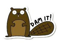 Beaver Dam It Funny Animal Cartoon Sticker 2