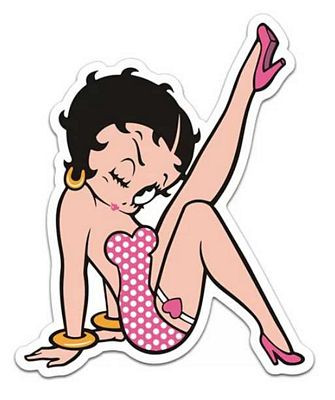 Betty Boop Pink Dress Sticker Decal Cartoon Wink Flirt Heart