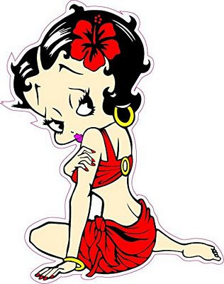 Betty Boop hawiaan color Vinyl Funny Sticker