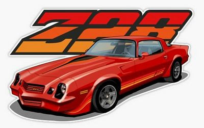 CAMARO Z28 RED 2 car pic sticker