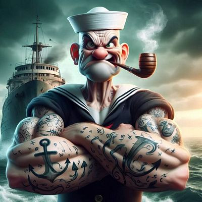 Popeye Art Vinyl Decal 3