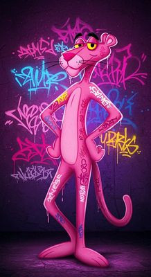 PINK PANTHER CARTOON AI ART STICKERS 12
