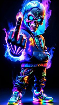 FLIPPER SKULL AI ART STICKER 11