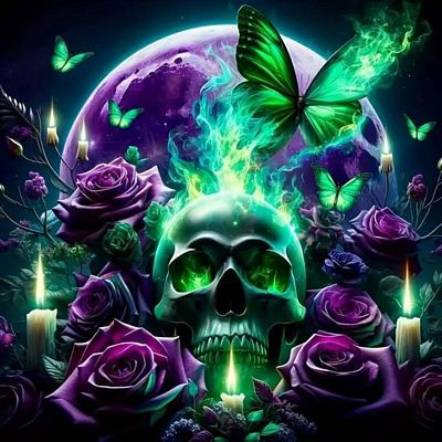 SKULL BUTTERFLY AI ART STICKER 04
