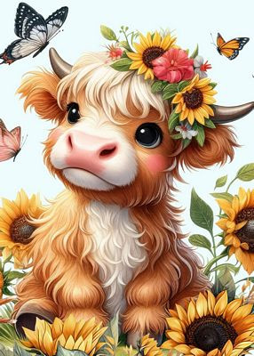 BABY COW WILD ANIMAL AI ART STICKER 09