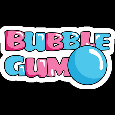 blue pink bubble gum candy sticker