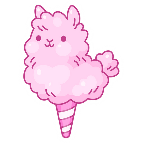 сotton candy llama funny candy sticker