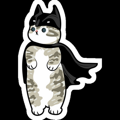 batman cat cartoon sticker