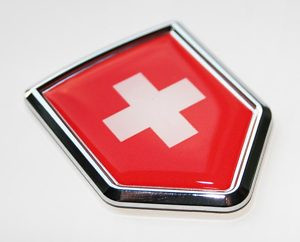 Switzerland Swiss Decal Flag Car Chrome Emblem Sticker