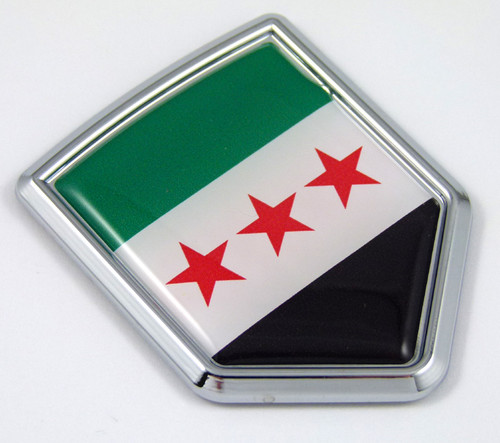 Syria 3 STARS 3D Chrome Flag Crest Emblem Car Decal