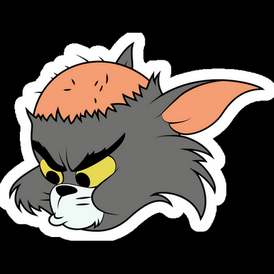 poor evil torn tom cartoon sticker
