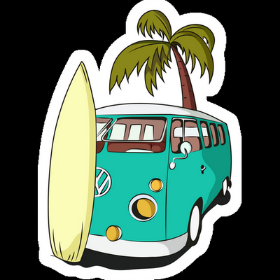 love bug surf board Hawaiian sticker
