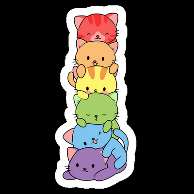 multi colored cat pyramid LGBTQ sticker