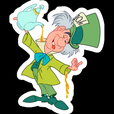 alice in wonderland mad hatter Cartoon Sticker