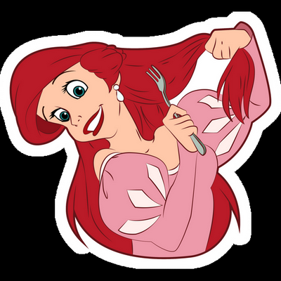 ariel with fork Cartoon Sticker