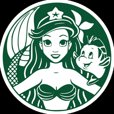 starbucks ariel logo Cartoon Sticker