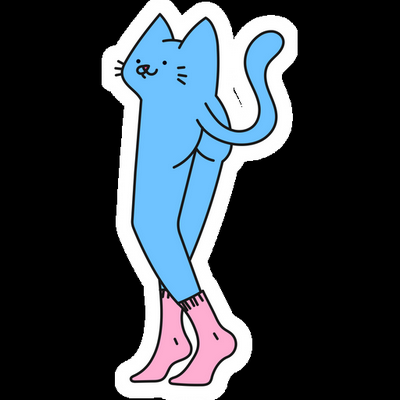 crazy blue cat long legs girl sticker