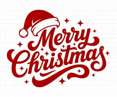 merry Christmas RED AND WHITE STICKER 3