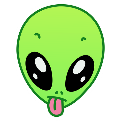 silly tounge out alien sticker