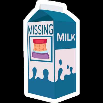 milk carton missing abs guy sticker
