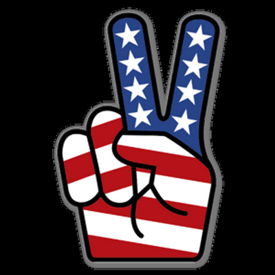 USA FLAG PEACE HAND PATRIOTIC STICKER