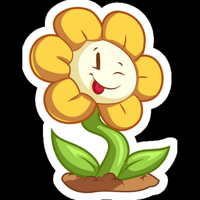 undertale smiling flowey plant flower sticker