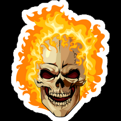 nic cage flaming head SKULL STICKER