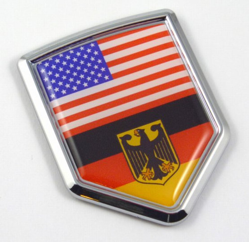 USA-Germany Flags 3D Shield Emblem Domed Sticker