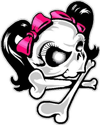 Girl Skull Pink Ribbon Decal Sticker
