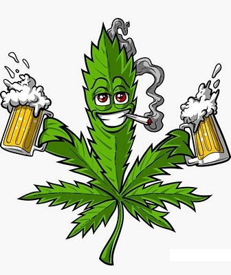 420 weed leaf with beers sticker