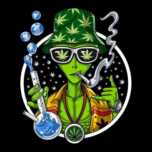 Alien Smoking Weed sticker