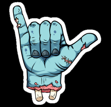 zombie shaka hand sticker