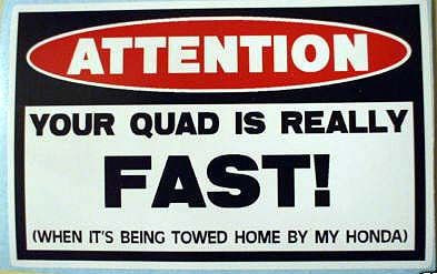 Attention fast Quad Funny Decal Set
