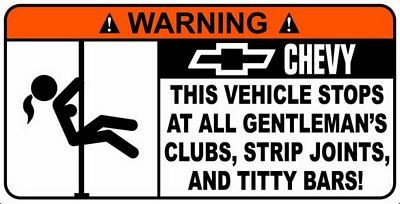 Chevy Funny Warning Sticker Set 3