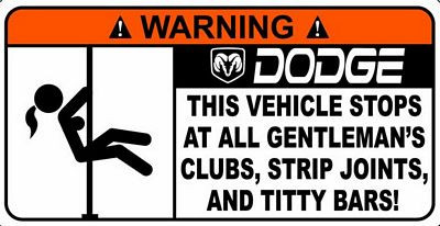 Dodge Funny Warning Sticker Set 2