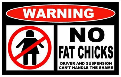 No Fat Chicks Funny Warning Sticker Set