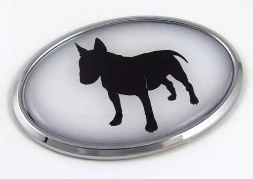 Bull Terrie 3D Adhesive Oval Chrome Pet Emblem