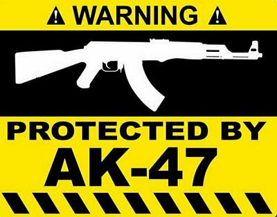 Protected By AK47 Funny Warning Sticker Set