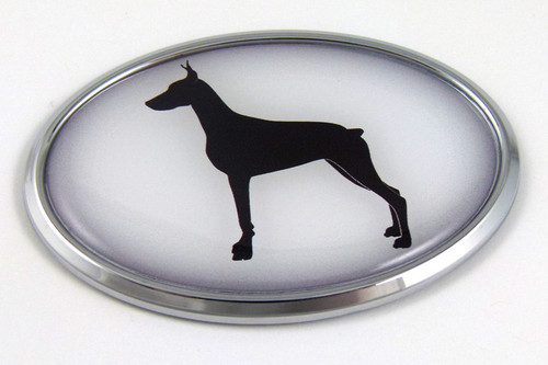 Doberman 3D Adhesive Oval Chrome Pet Emblem