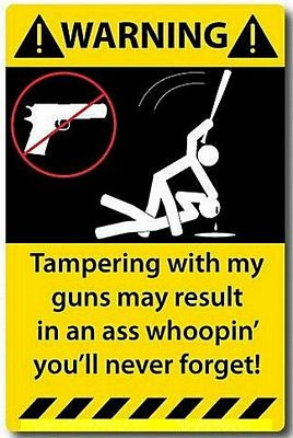 Tampering with Guns Funny Warning Sticker Set