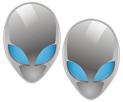 Alien Head Sticker Blue Eyes PAIR