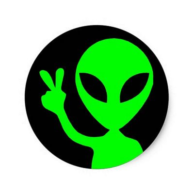 peaceful alien classic round sticker 2
