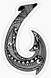 Hawaiian tribal fish hook B&W Sticker
