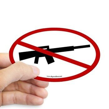 no assault weapons oval sticker PAIR