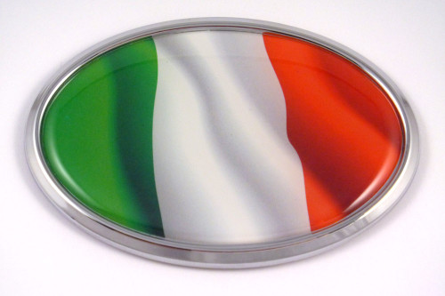 Italian Oval  Flag 3D Chrome Emblem