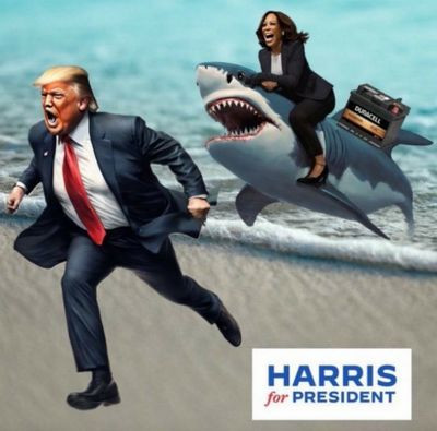 HARRIS 2024 POLITICAL STICKER SHARK