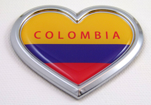 Colombia Heart 3D Adhesive Chrome Emblem