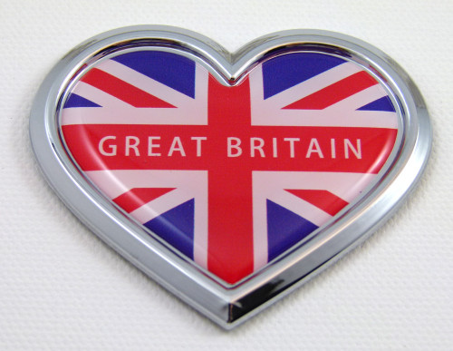 Great Britain Heart 3D Adhesive Chrome Emblem