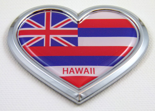 Hawaii Heart 3D Adhesive Chrome Emblem